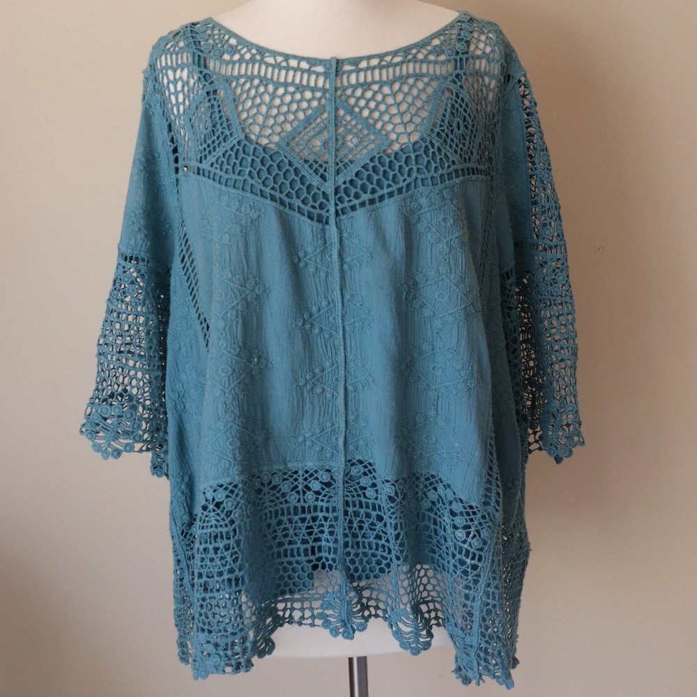 Democracy Blue Lace Tunic Top